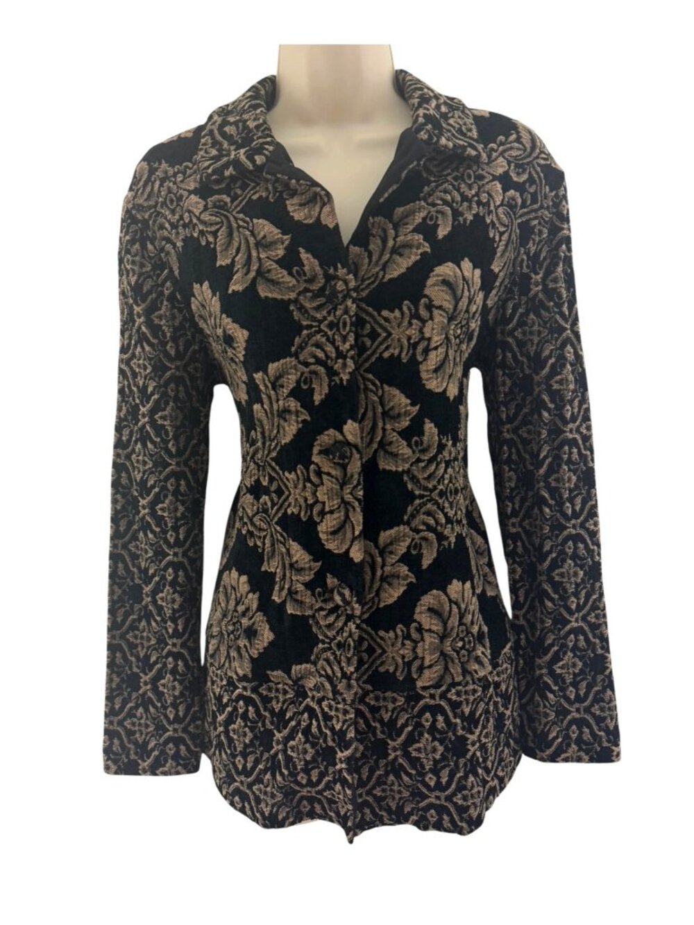 Coldwater Creek Vintage Tapestry Floral Button Jacket Sz 16 Jacquard Blazer Coat
